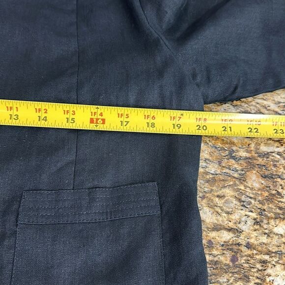 Marvin Richards Black Linen 3/4 Sleeve Button Front Jacket Size L - Picture 9 of 10